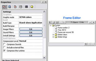 Properties and frame editor