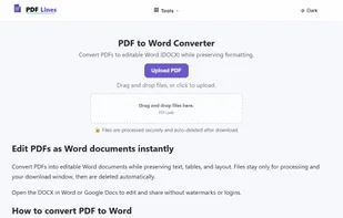 pdf to doc tool page