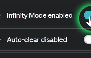 Sidebar Infinity Mode toggle