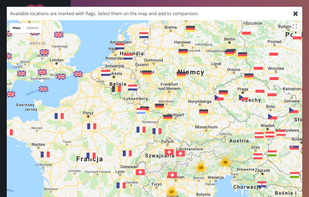 Pick locations for climate comparison from the map.