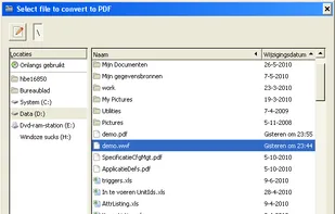 Selecting a document to convert (Windows)
