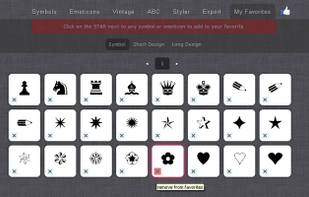 create custom list of symbols for quick access