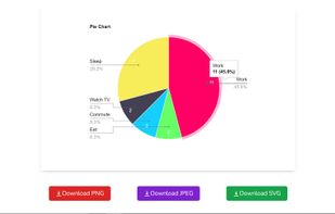 pie chart preview with download buttons