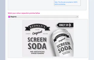 Magenta Colour Separation selected