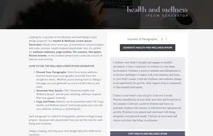 Main page of the Health and Wellness Ipsum Generator