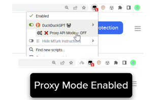 Proxy Mode in menu settings to eliminate need for login or API key
