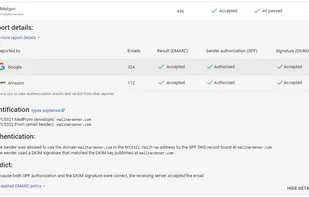 The report analyzer shows you why an email was accepted or rejected by the receiver.