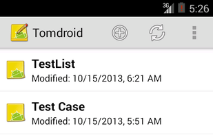 Tomdroid screenshot 1