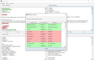Restores personal data in ai edited text and shows missing data