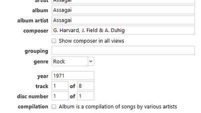 Song info metadata editing interface. Also includes custom artwork upload, lyrics upload