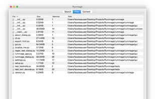 Rummage - Search's Files Tab