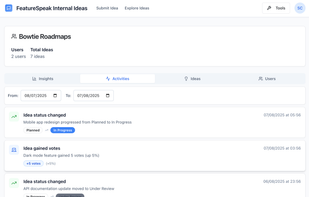 Understand progress of ideas with the activity view for customers