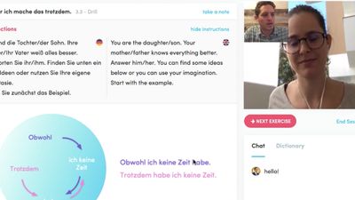 Live lesson online on desktop