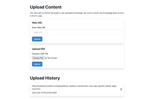 Upload custom data to be used as memory for the AI application.