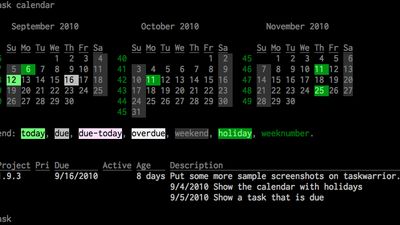 Taskwarrior 1.9.3 Calendar + Holidays