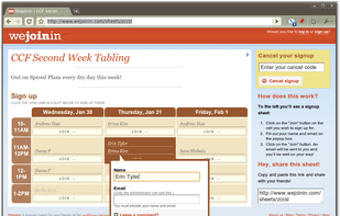 The signup sheet that your visitors see