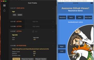 Reactotron next to a sample React Native application