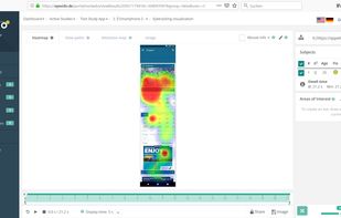 Stiched screenshots of a weather app with heatmap 
and scrolling information.