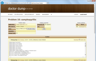 Each problem is a collection of similar memory dump groups and a memory dump group is a collection of the crashes with same stack.