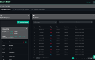Dashboard: your exchanges, bots & trades