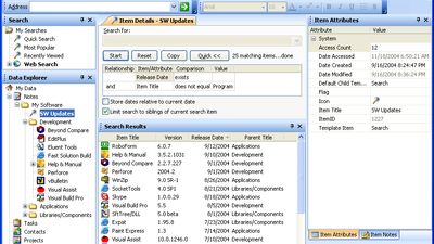 Advanced Search - Advanced database search with all docking panes displayed