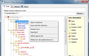 Context menu options