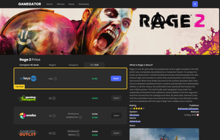 A price comparison for the game Rage 2.