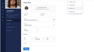 Create users and store all necessary information