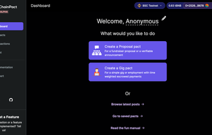 Home page of the dApp