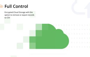 Encrypted cloud storage with the option to remove or export records to CSV.