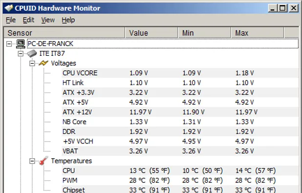HWMonitor: PC hardware sensor monitoring utility that displays voltages ...
