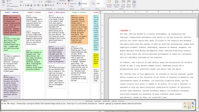 Organising window and resulting manuscript.