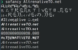 Example: Usage of sofancy to generate alternatives to the text "AlternativeTo.net" inside a terminal emulator