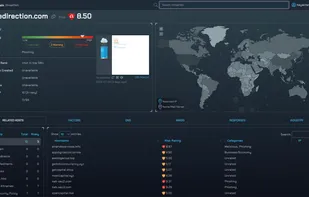 threatYeti URL scan showing high risk site.