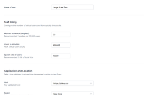 Configuring a large scale test