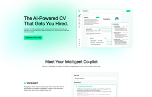 The AI-Powered CV
That Gets You Hired.
Create a CV that recruiters love in minutes. Our AI-driven tools help you highlight your achievements, optimize for any role, and boost your interview chances by 50%.