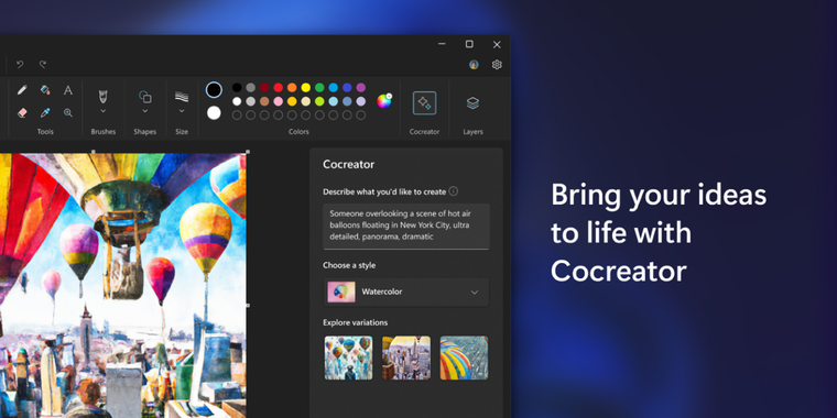 Microsoft officially launches Cocreator image-generating AI feature in Paint app image