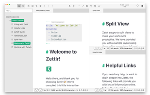 Zettlr Main Window (light mode)