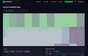 Discover recommended viewing spots in popular aurora regions, with embedded nearby webcams to check real-time conditions.