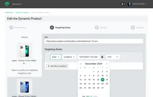 Setting targeting rules for a dynamic product