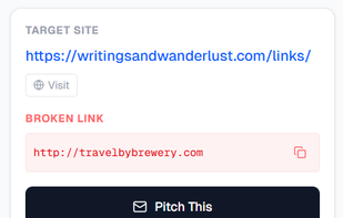 result broken link card.