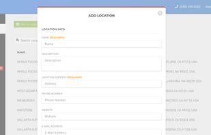 Interface for adding & editing locations.