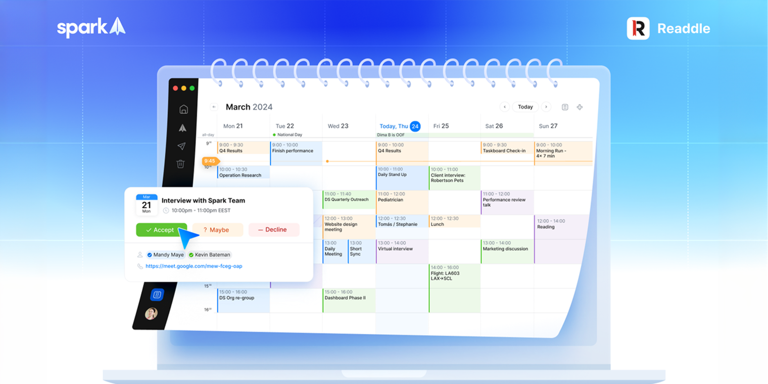 Spark Email has launched a new calendar feature for its desktop version