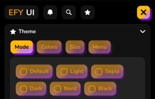 Image wallpapers and mode selection in the sidebar menu