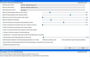 The different tabs of power control pro