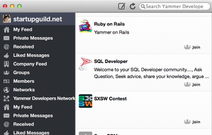Windowed screen shot showing Yammer groups