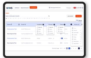 VAMS dashboard
