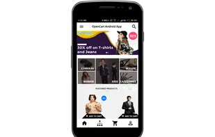 Homepage of Android app. It works with OpenCart website