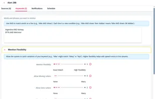 Alert - keywords and flexibility