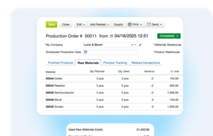 Kladana Production Order Example